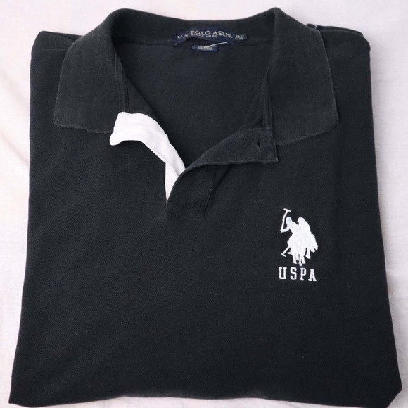 US Polo Assn. Mens Black Polo Shirt Short Sleeve 3 Logo Casual Big Pony Rugby - Picture 4 of 6